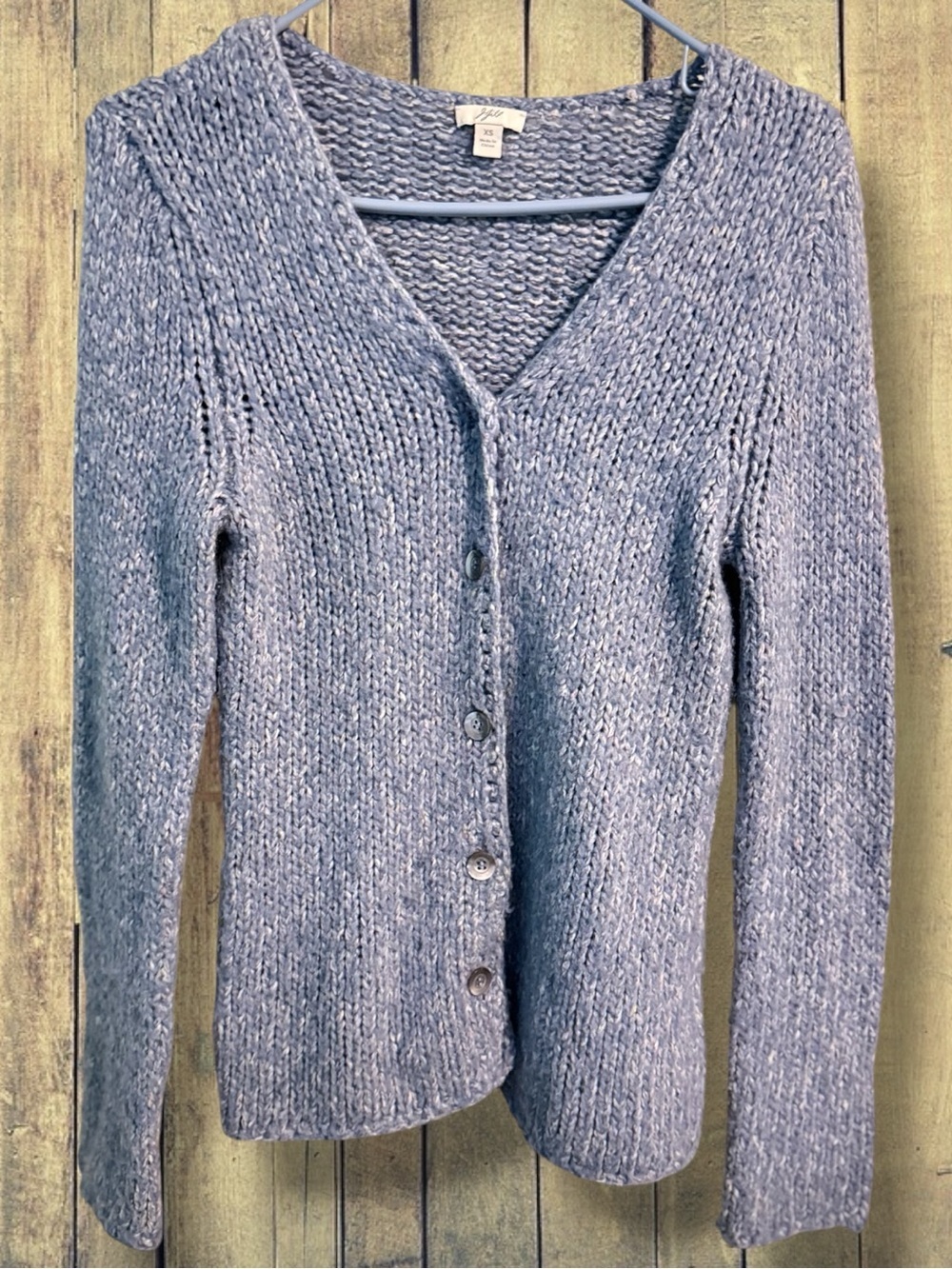 🌺J. Jill Lavender-Blue Knit Button-Front Cardigan